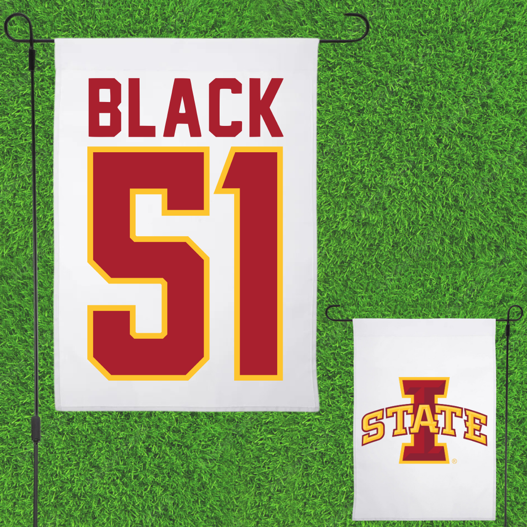 Iowa State University Football White Garden Flag - #51 Brendan Black