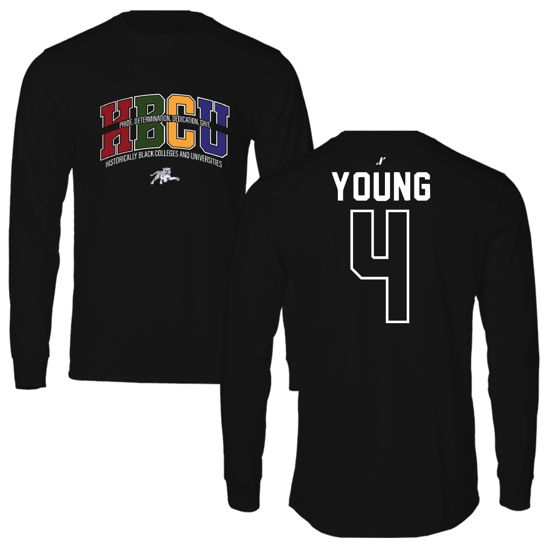 Jackson State University Basketball Black HBCU Performance Long Sleeve - #4 Coltie Young