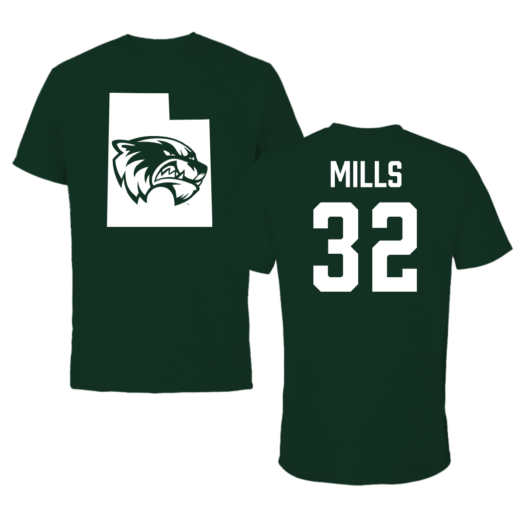 Utah Valley University Soccer Forest Green State Performance Tee - #32 Aden Mills