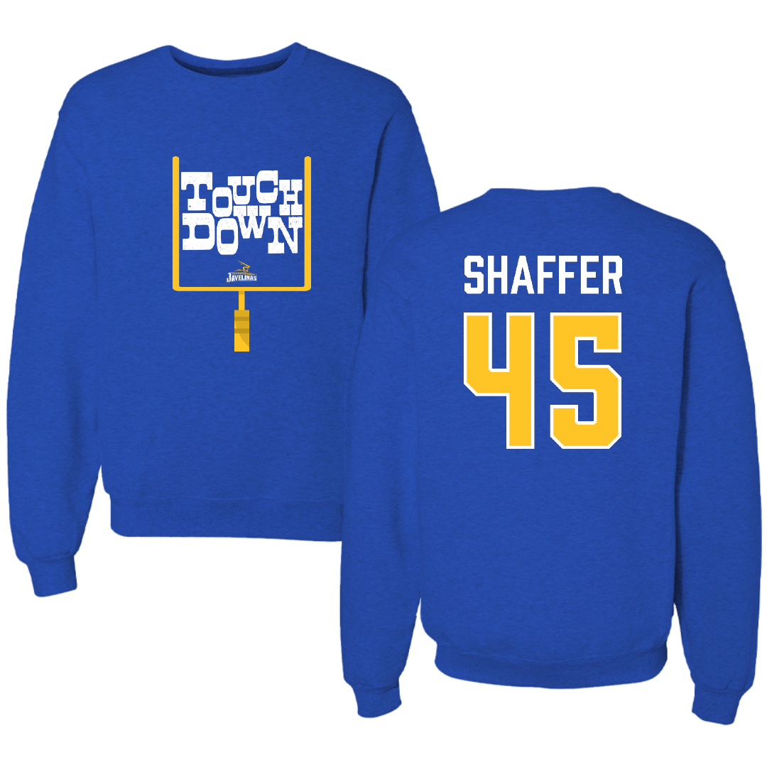 Texas A&M University-Kingsville Football Blue Touchdown Crewneck - #45 Luke Shaffer