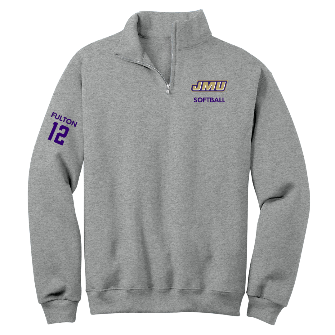 James Madison University Softball Sport Gray Quarter-Zip - #12 Lauren Fulton