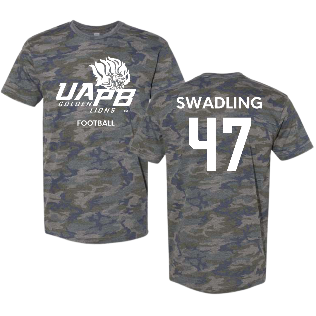 University of Arkansas-Pine Bluff Football Vintage Camo Tee - #47 Andrew Swadling