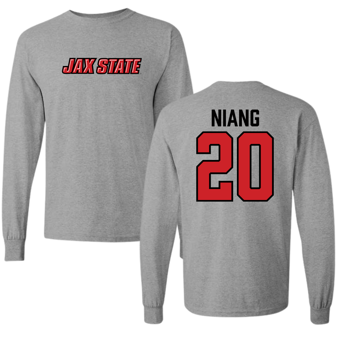 Jacksonville State University Basketball Sport Gray Long Sleeve - #20 Gora Niang