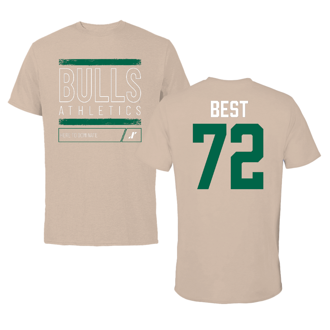 University of South Florida Football Tan Dominate Tee - #72 Cole Best
