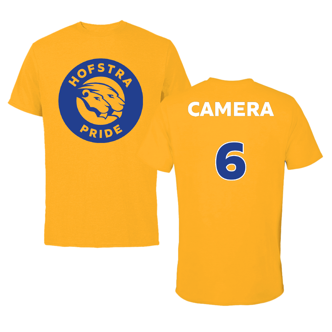 Hofstra University Baseball Gold Performance Tee - #6 Dom Camera