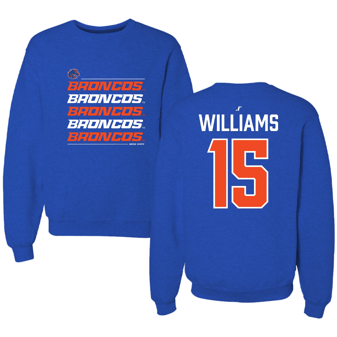 Boise State University Football Blue General Crewneck - #15 Malakai Williams