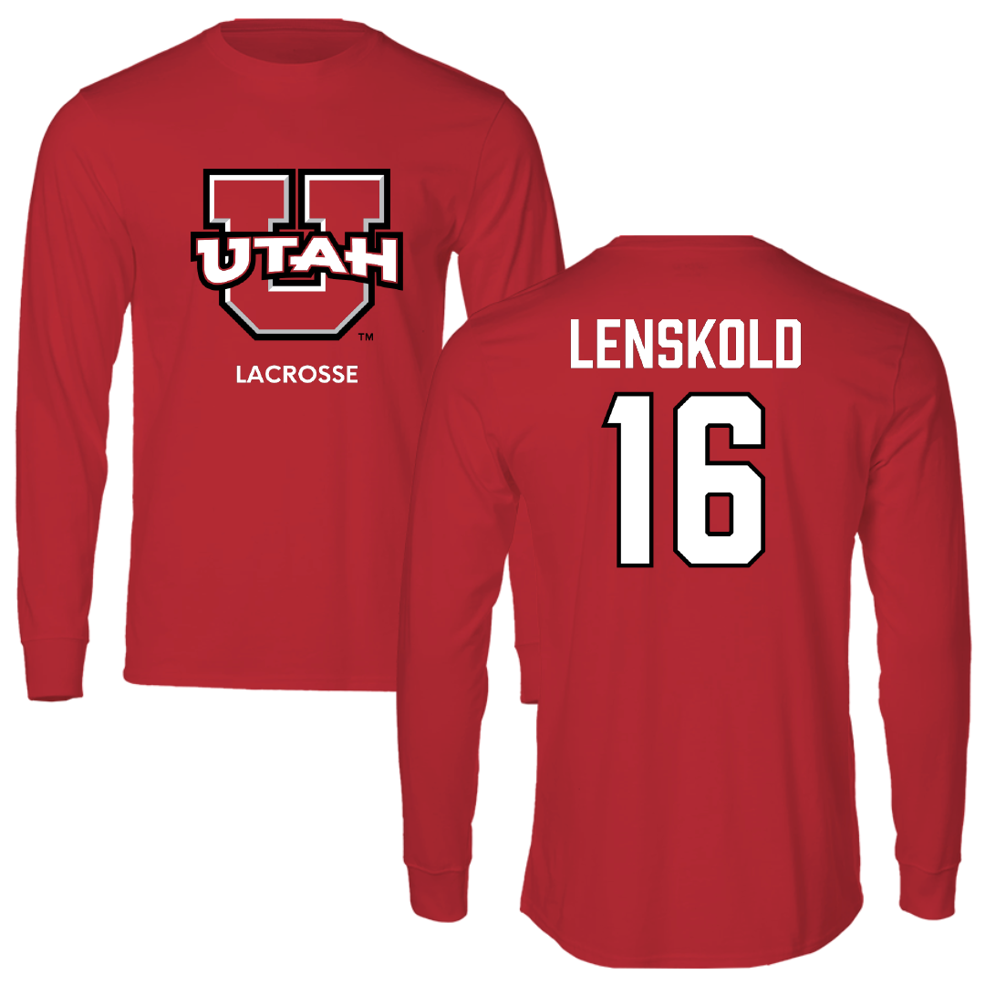 University of Utah Lacrosse (M) Red Utes Performance Long Sleeve - #16 Colin Lenskold