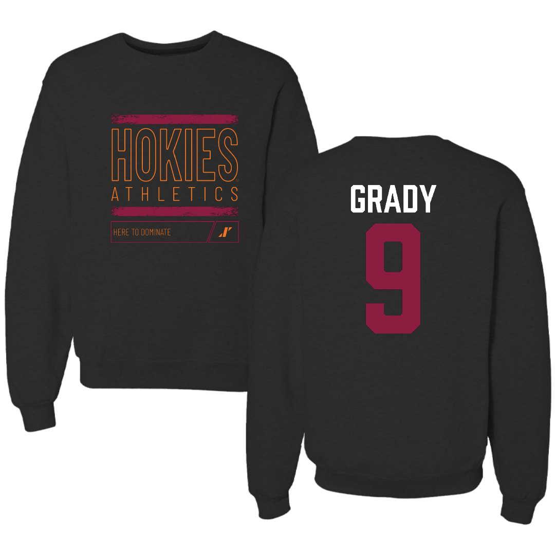 Virginia Tech Baseball Black Dominate Crewneck - #9 Clay Grady