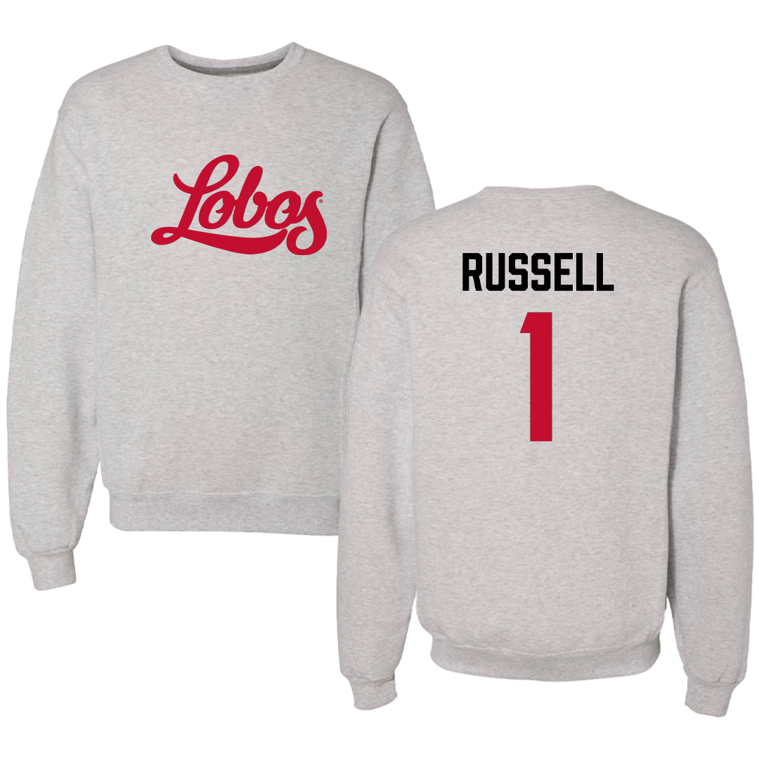 University of New Mexico Baseball Light Gray Crewneck - #1 Tristan Russell