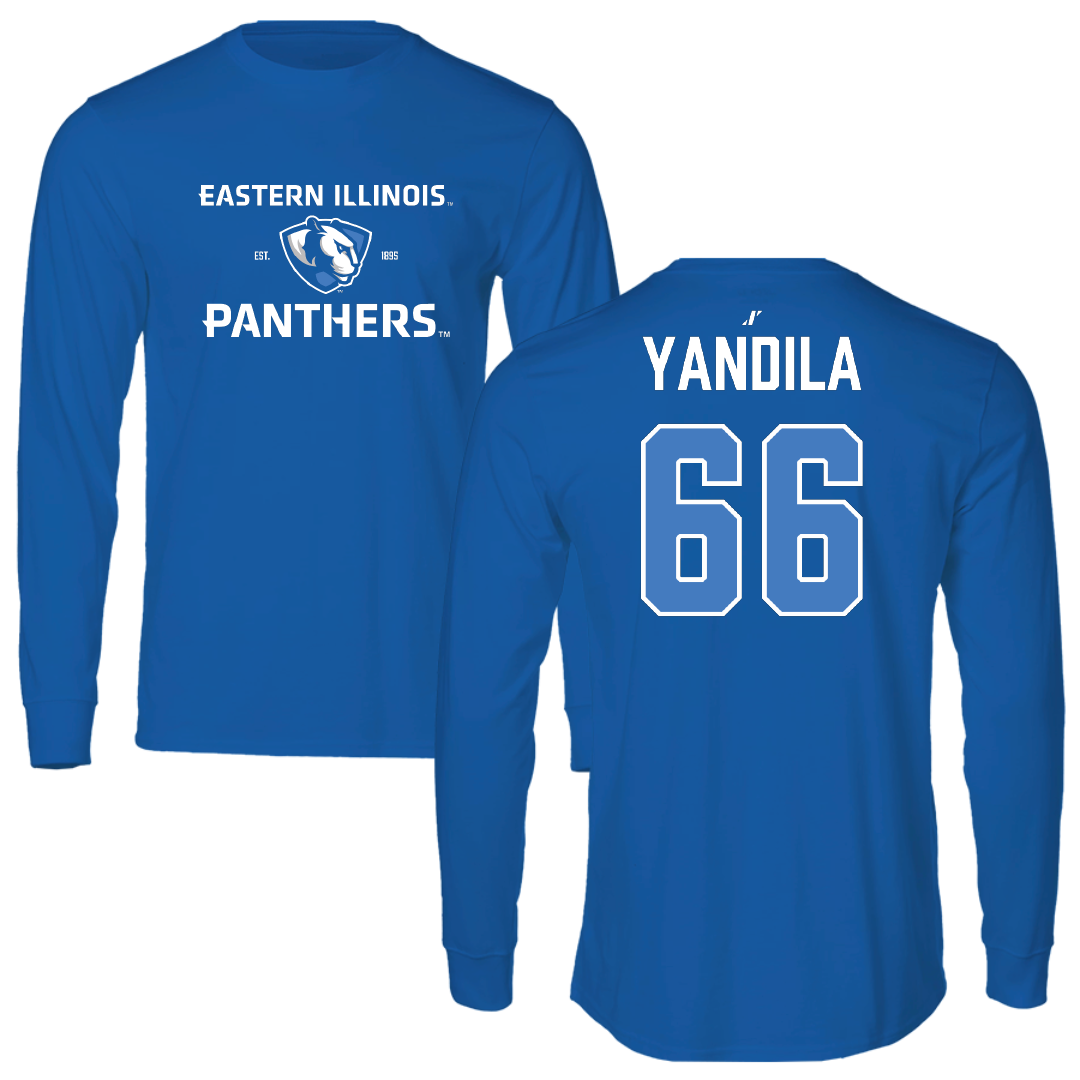 Eastern Illinois University Football Blue General Performance Long Sleeve - #66 Jordan Yandila