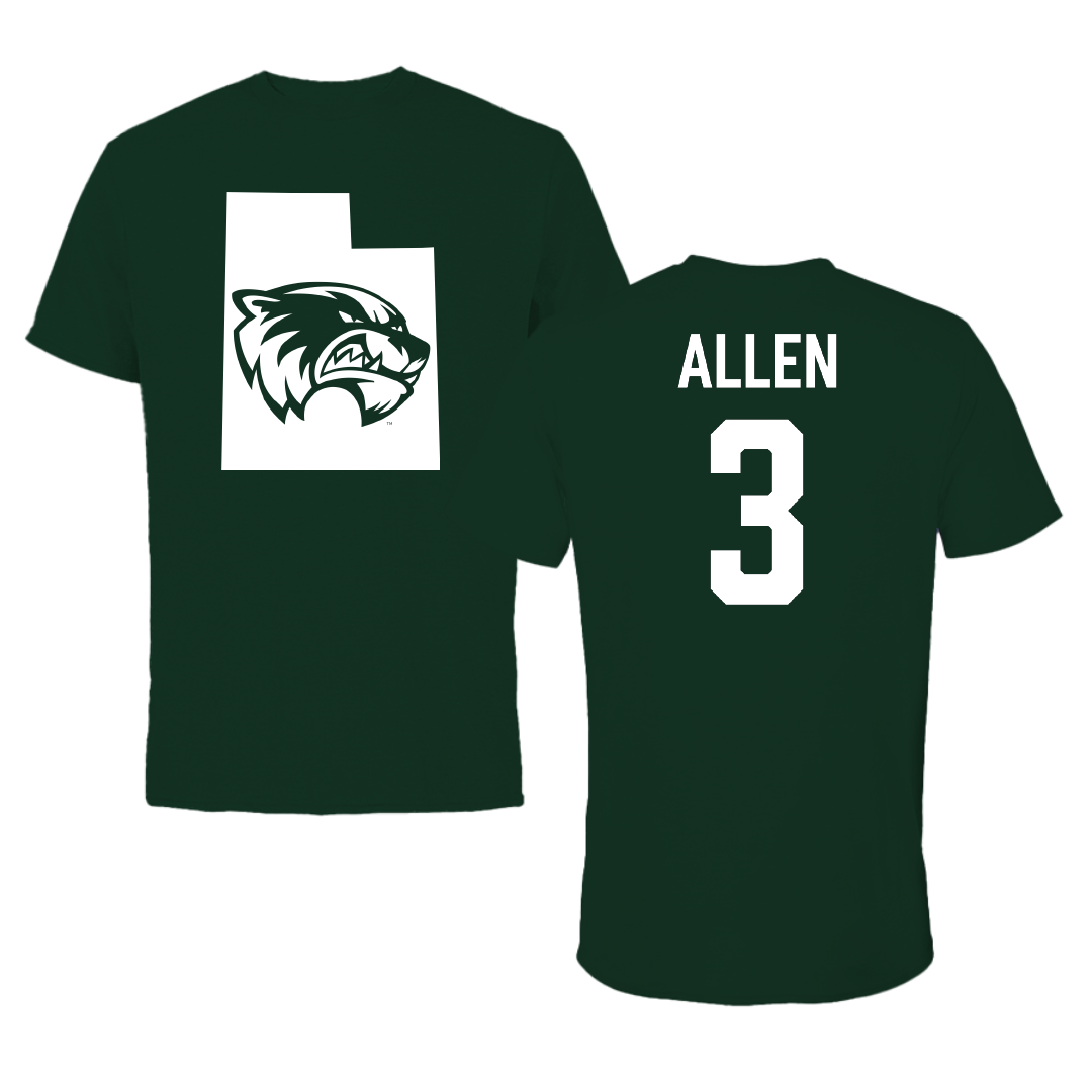 Utah Valley University Basketball Forest Green State Performance Tee - #3 Drake Allen