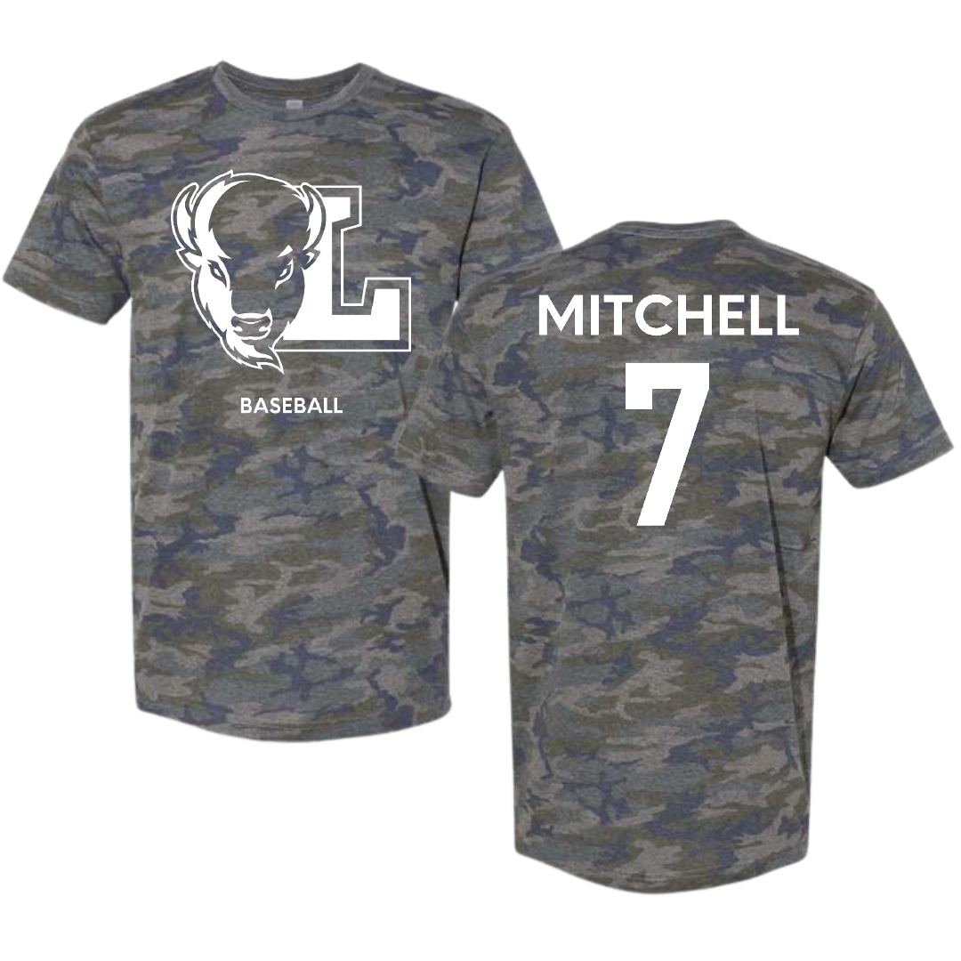 Lipscomb University Baseball Vintage Camo Tee - #7 Joey Mitchell