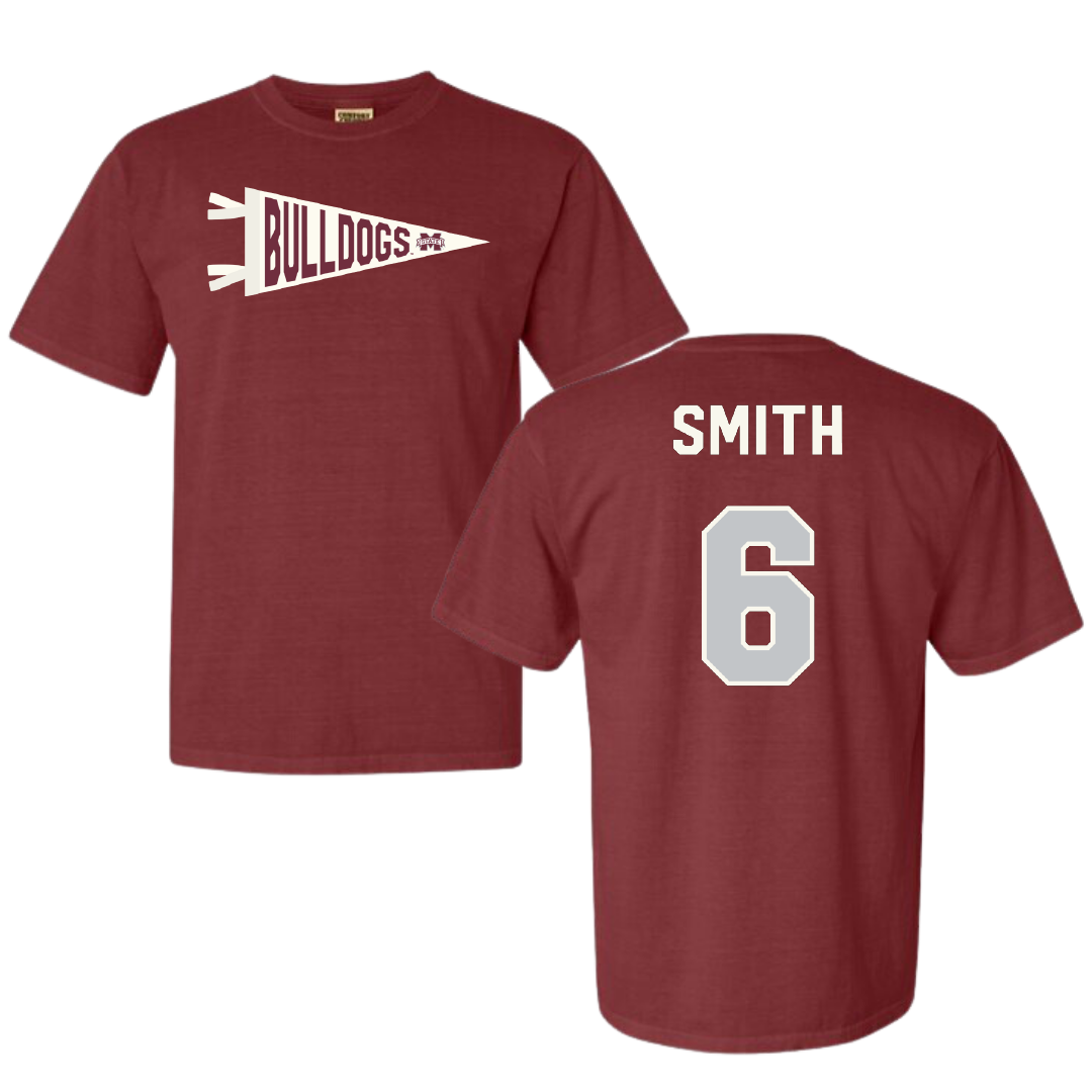 Mississippi State University Softball Maroon Pennant Comfort Colors Tee - #6 Carson Smith