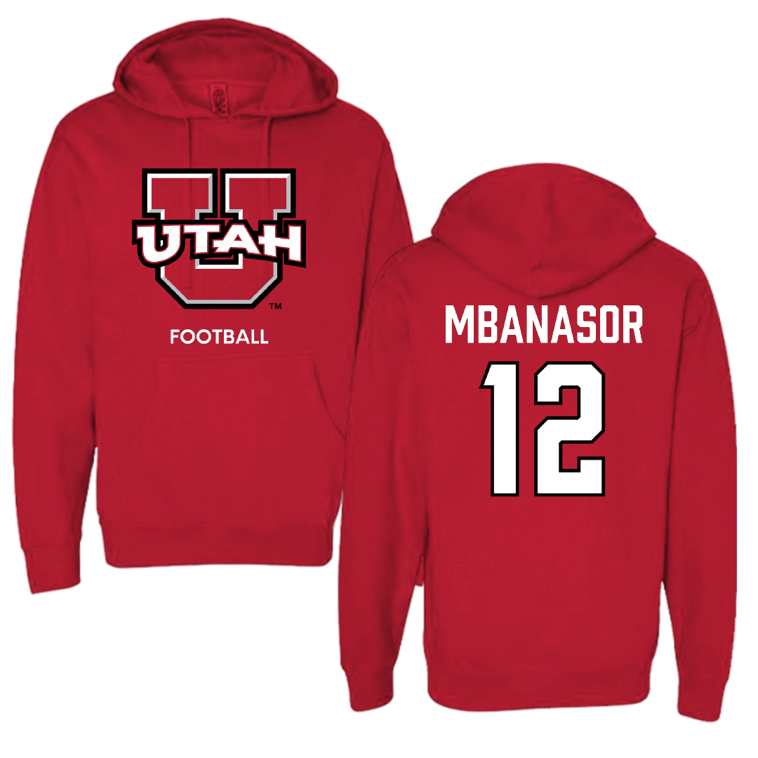 University of Utah Football Red Utes Hoodie - #12 Sidney Mbanasor