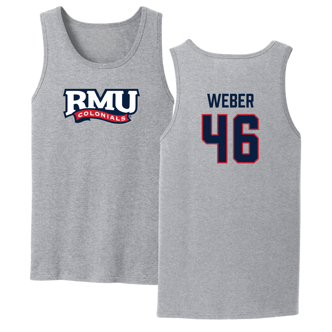 Robert Morris University Football Sport Gray Tank Top - #46 Zach Weber