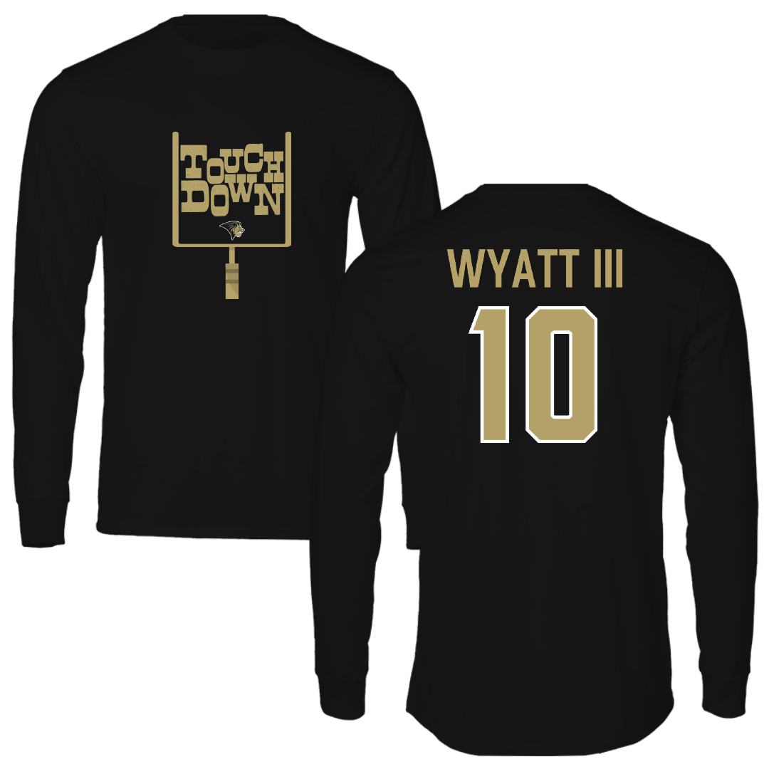 Lindenwood University Football Black Touchdown Performance Long Sleeve - #10 Jacques Wyatt III