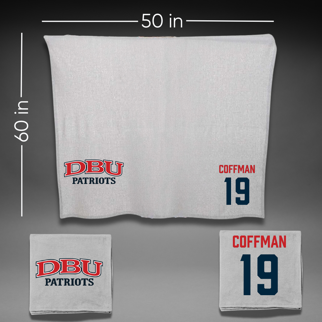Dallas Baptist University Soccer Gray Blanket - #19 Kylar Coffman