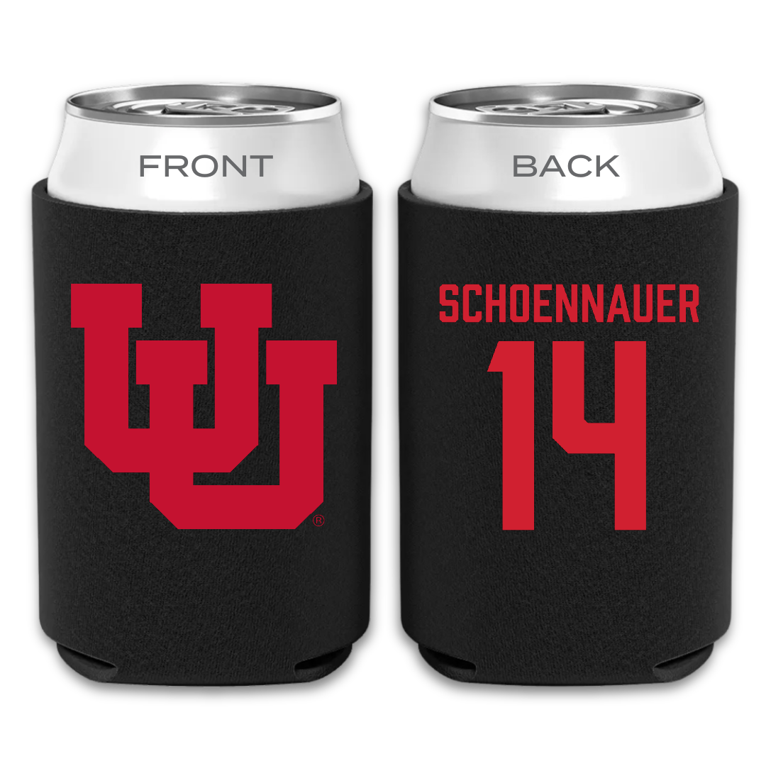 University of Utah Soccer Black Can Cooler - #14 Kennedy Schoennauer
