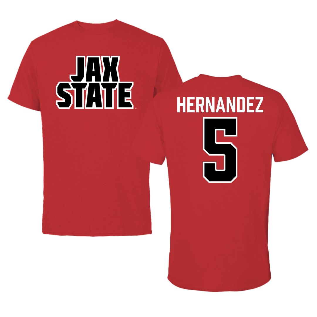 Jacksonville State University Baseball Red Tee - #5 Javon Hernandez
