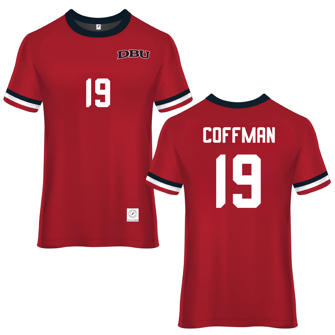 Dallas Baptist University Red Soccer Jersey - #19 Kylar Coffman