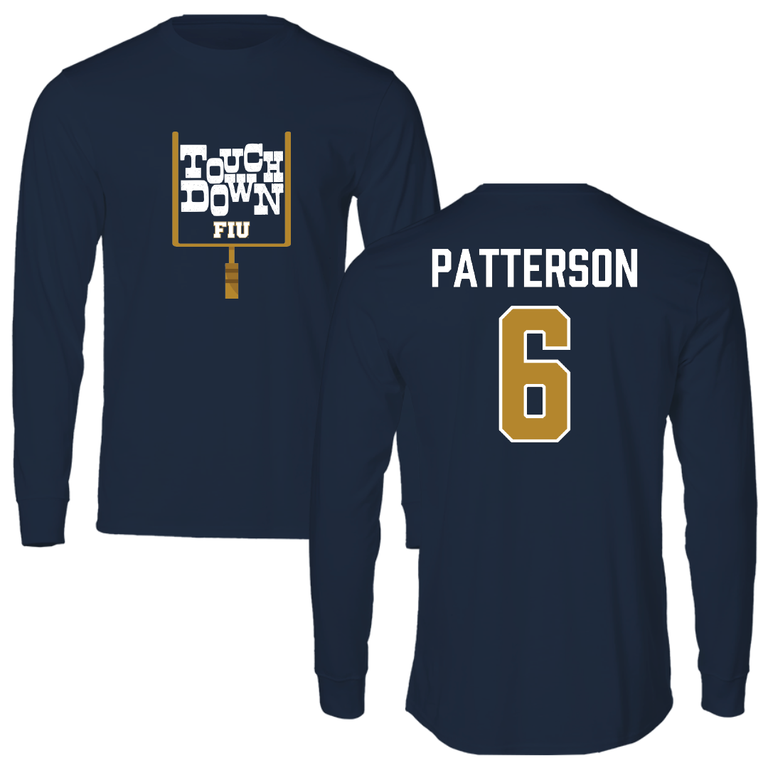 Florida International University Football Navy Touchdown Performance Long Sleeve - #6 Antonio Patterson