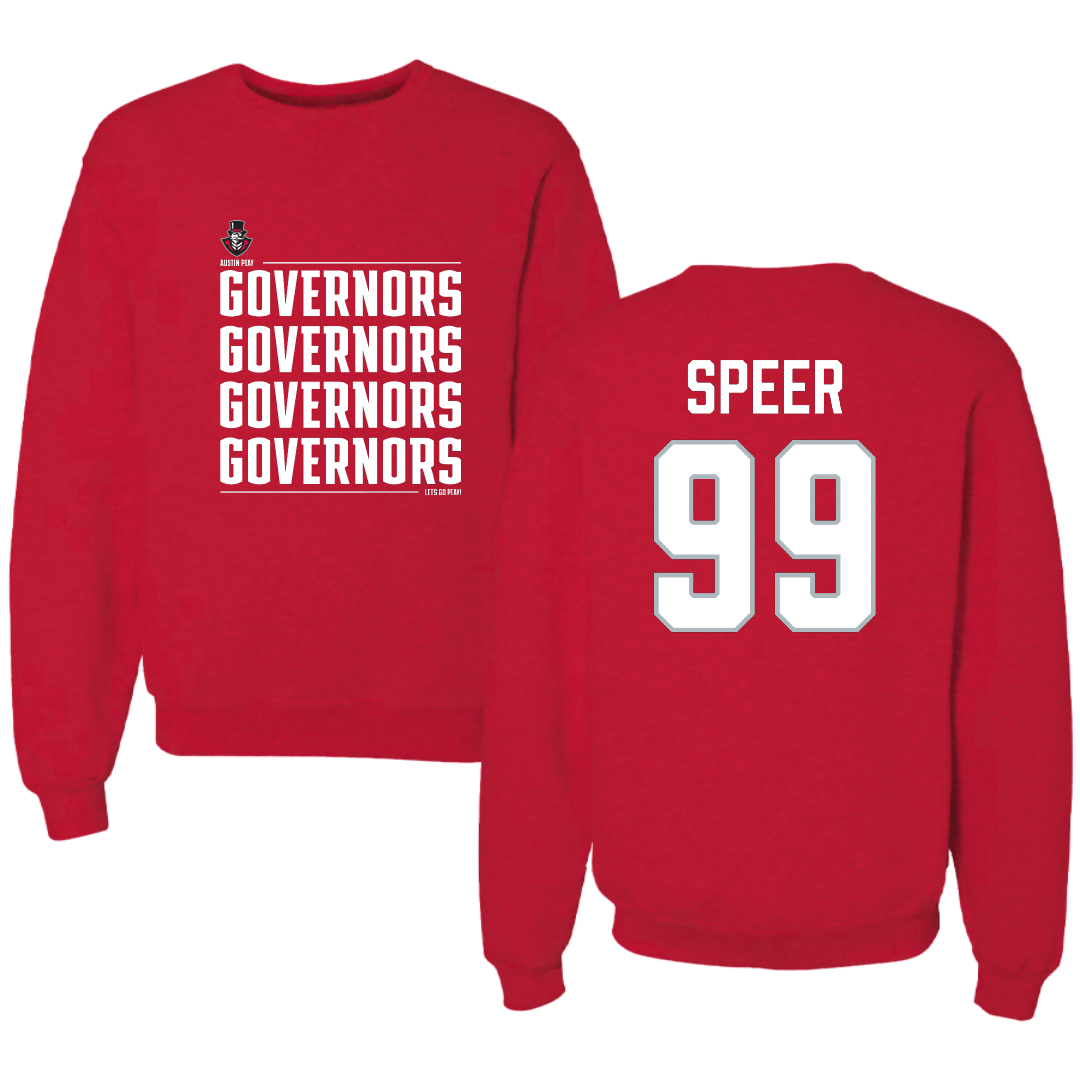Austin Peay State University Baseball Red General Crewneck - #99 Tre Speer