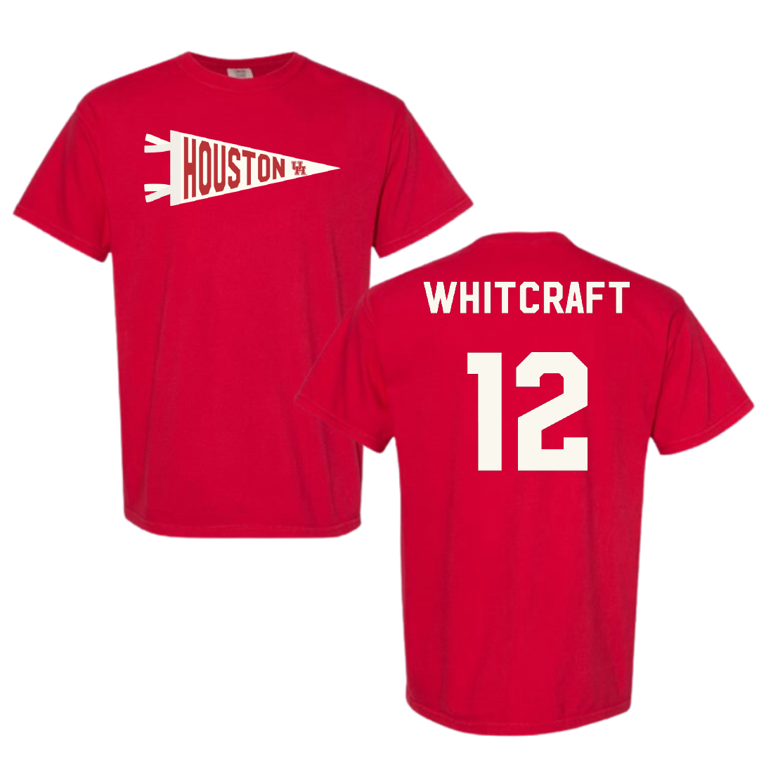 University of Houston Soccer Red Pennant Comfort Colors Tee - #12 Alex Whitcraft