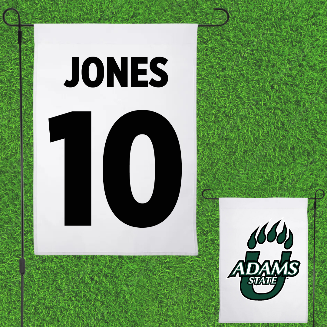 Adams State University Football White Garden Flag - #10 Hayden Jones