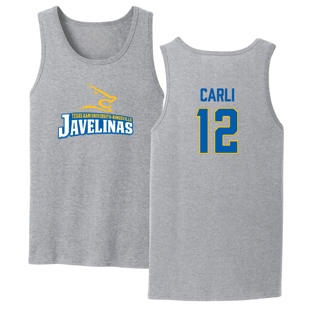 Texas A&M University-Kingsville Volleyball Sport Gray Tank Top - #12 Elisa Carli