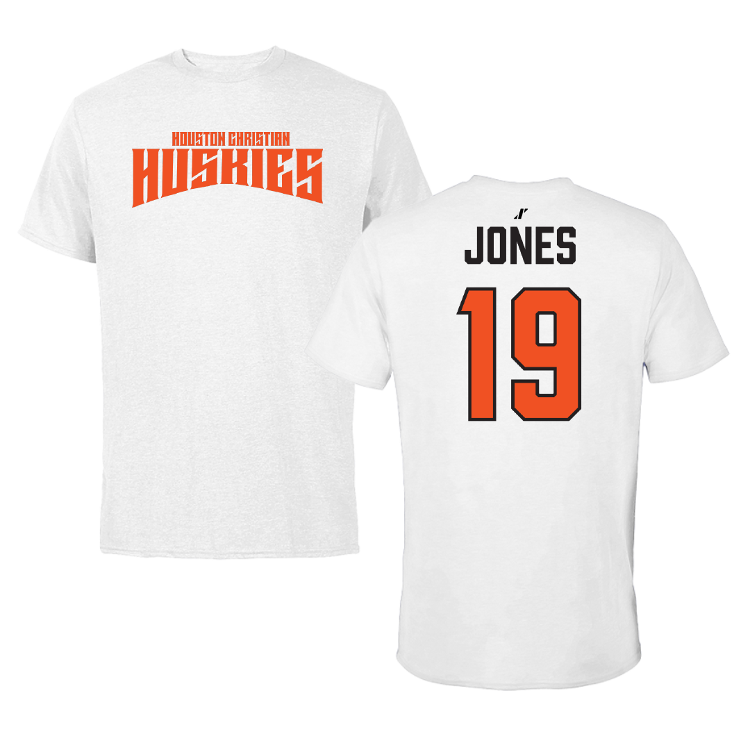 Houston Christian University Football White Classic Tee - #19 Zion Jones