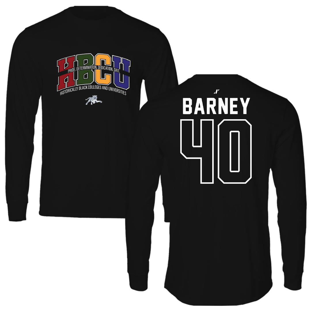 Jackson State University Football Black HBCU Performance Long Sleeve - #40 Braxton Barney