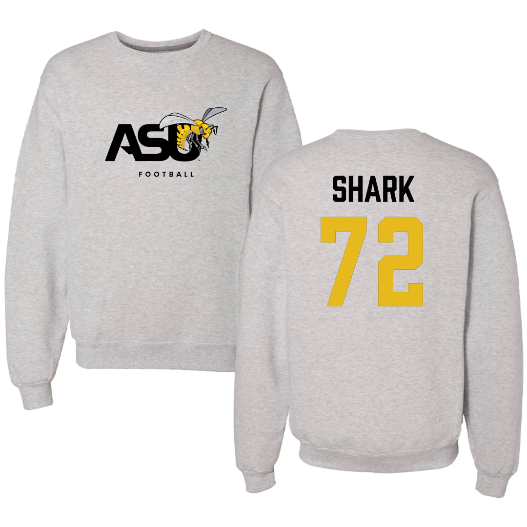 Alabama State University Football Light Gray Crewneck - #72 Ian Shark