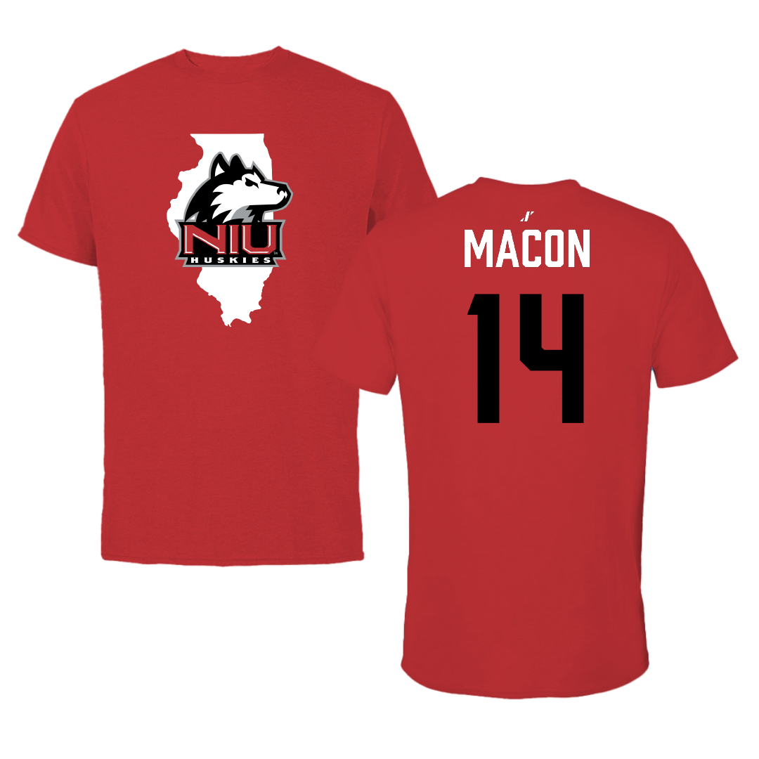 Northern Illinois University Football Red State Performance Tee - #14 Jalen Macon