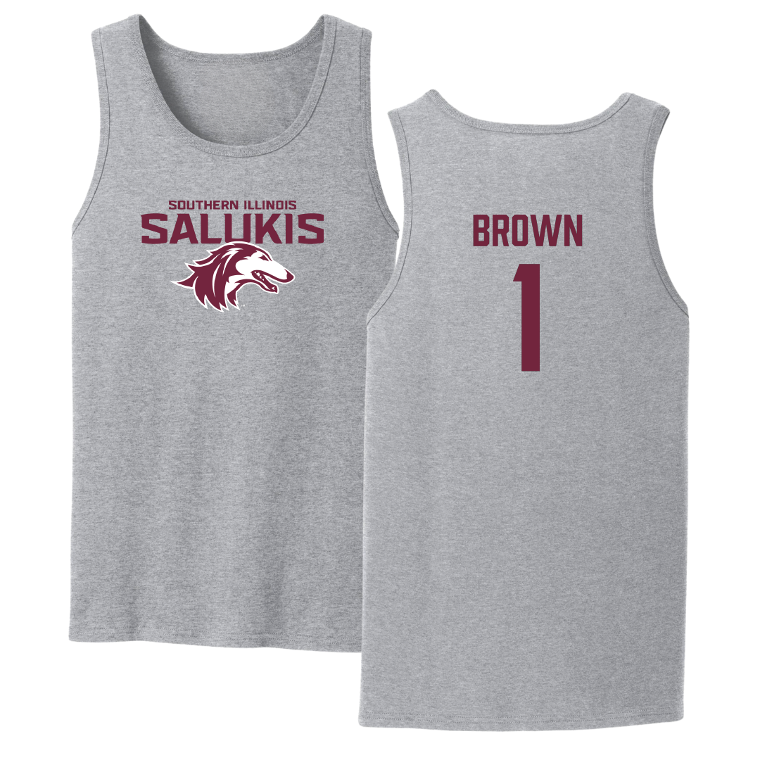 Southern Illinois University at Carbondale Basketball Sport Gray Tank Top - #1 Tyranny Brown