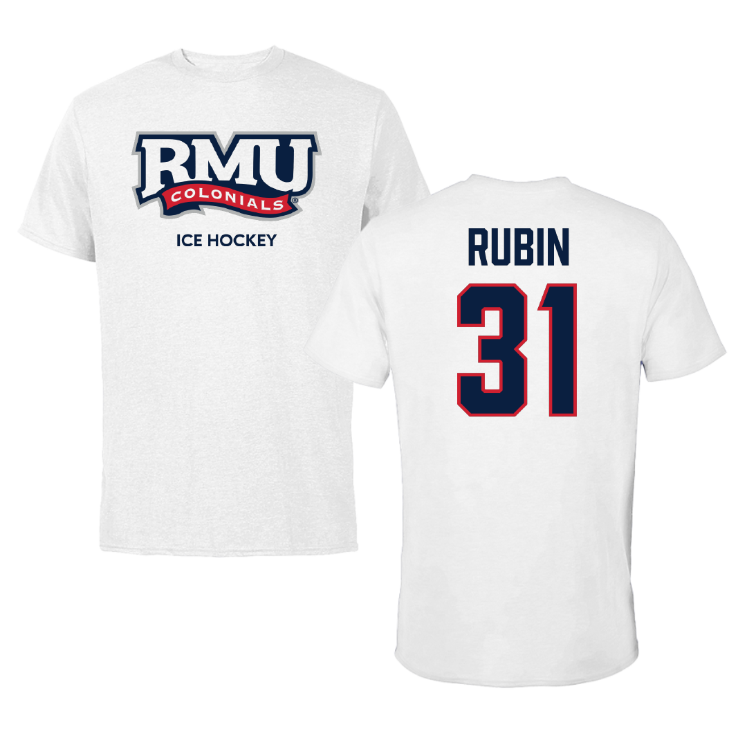 Robert Morris University Ice Hockey (W) White Tee - #31 Liv Rubin