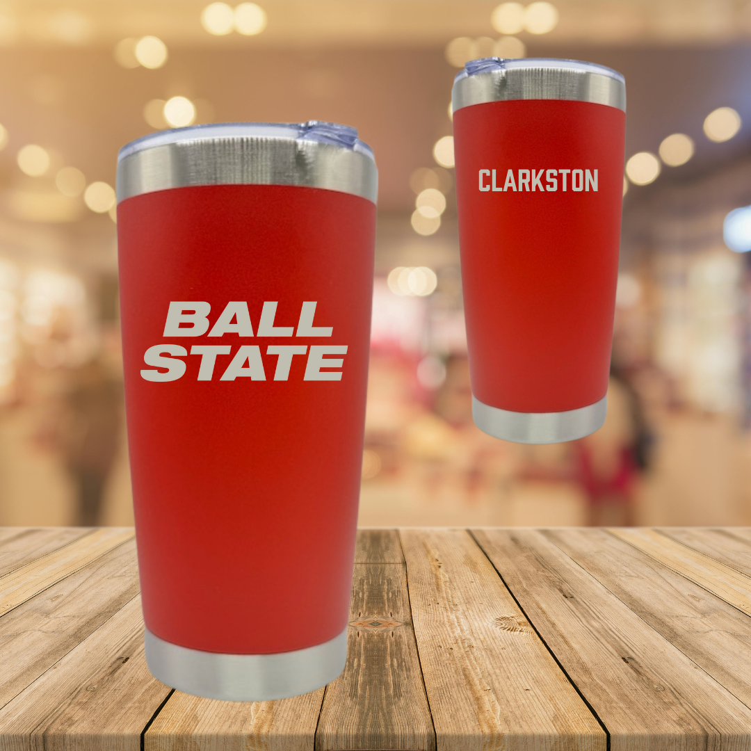 Ball State University Swimming & Diving Red Cardinal Stainless Steel Tumbler - Benjamin Clarkston