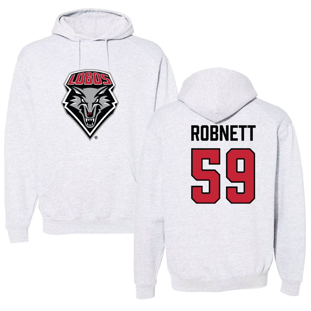 University of New Mexico Football Light Gray Hoodie - #59 Kaden Robnett