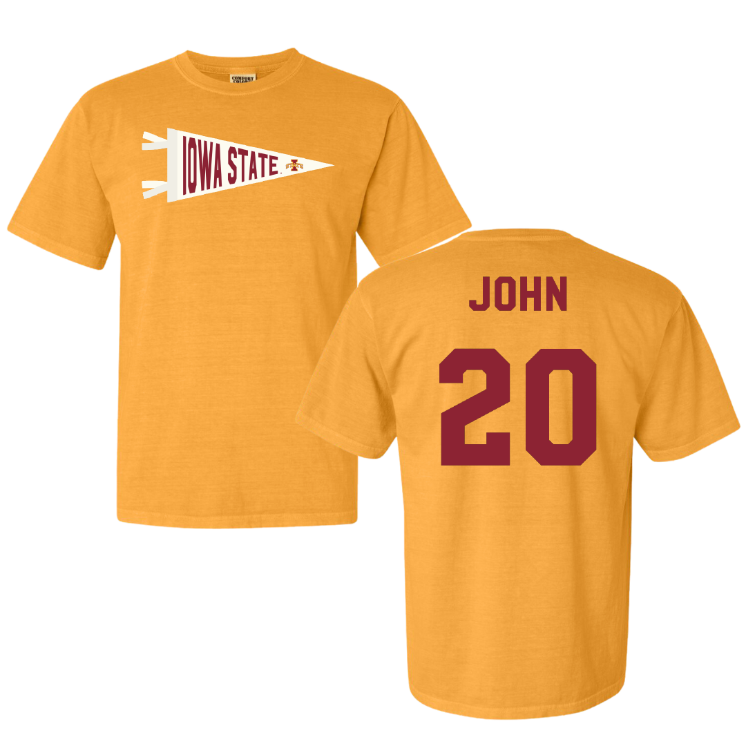 Iowa State University Soccer Gold Pennant Comfort Colors Tee - #20 Regan John