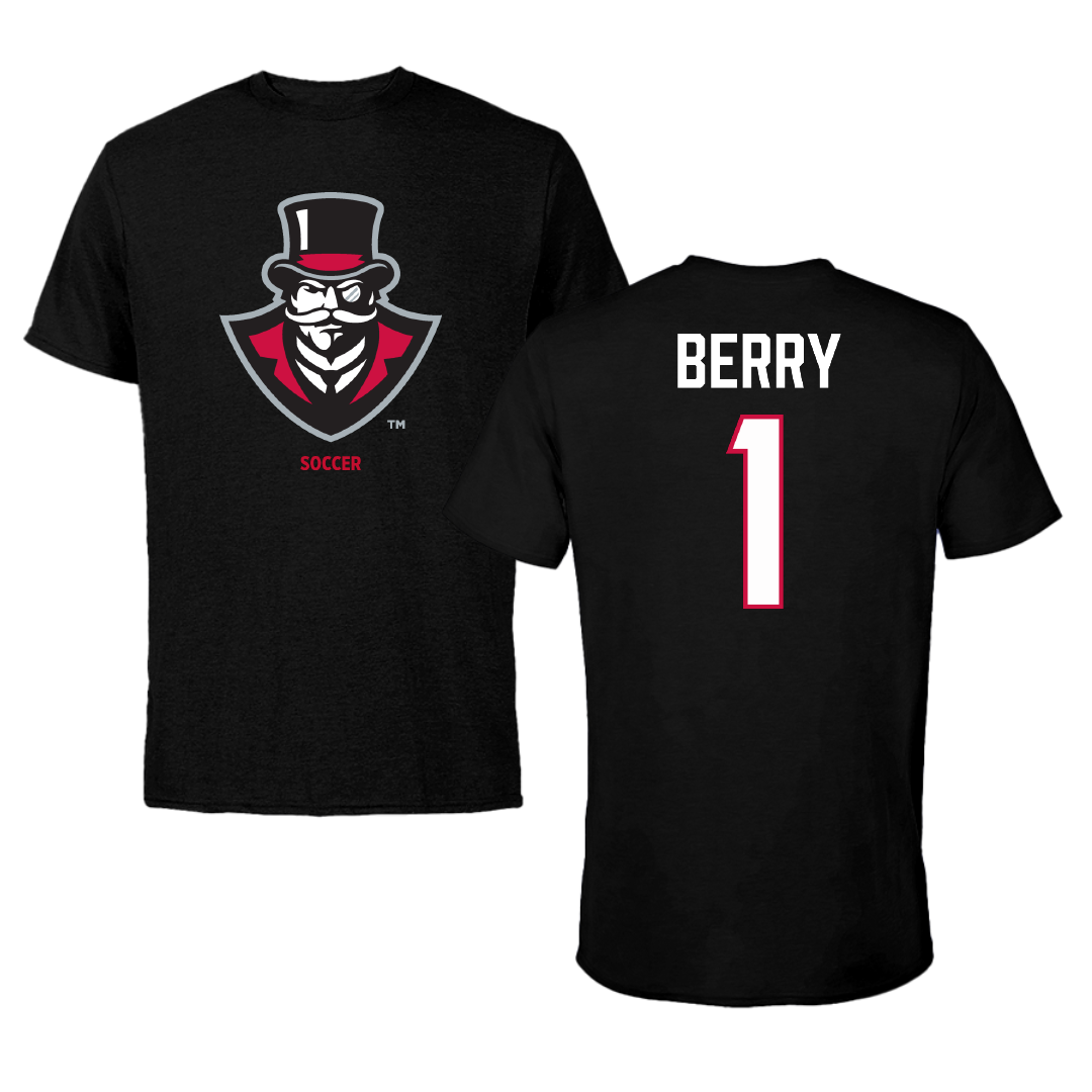 Austin Peay State University Soccer (W) Black Tee - #1 Lauryn Berry