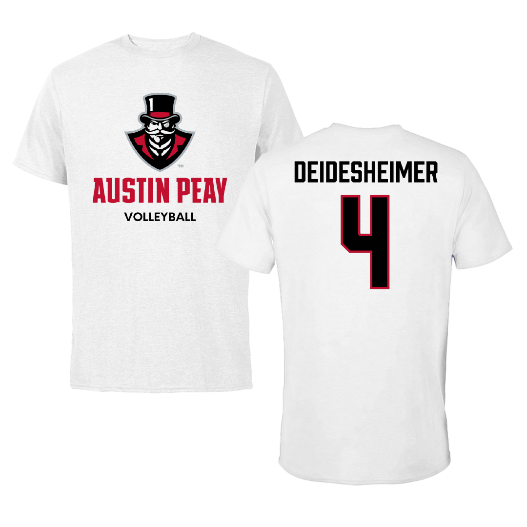 Austin Peay State University Volleyball (W) White Performance Tee - #4 Payton Deidesheimer