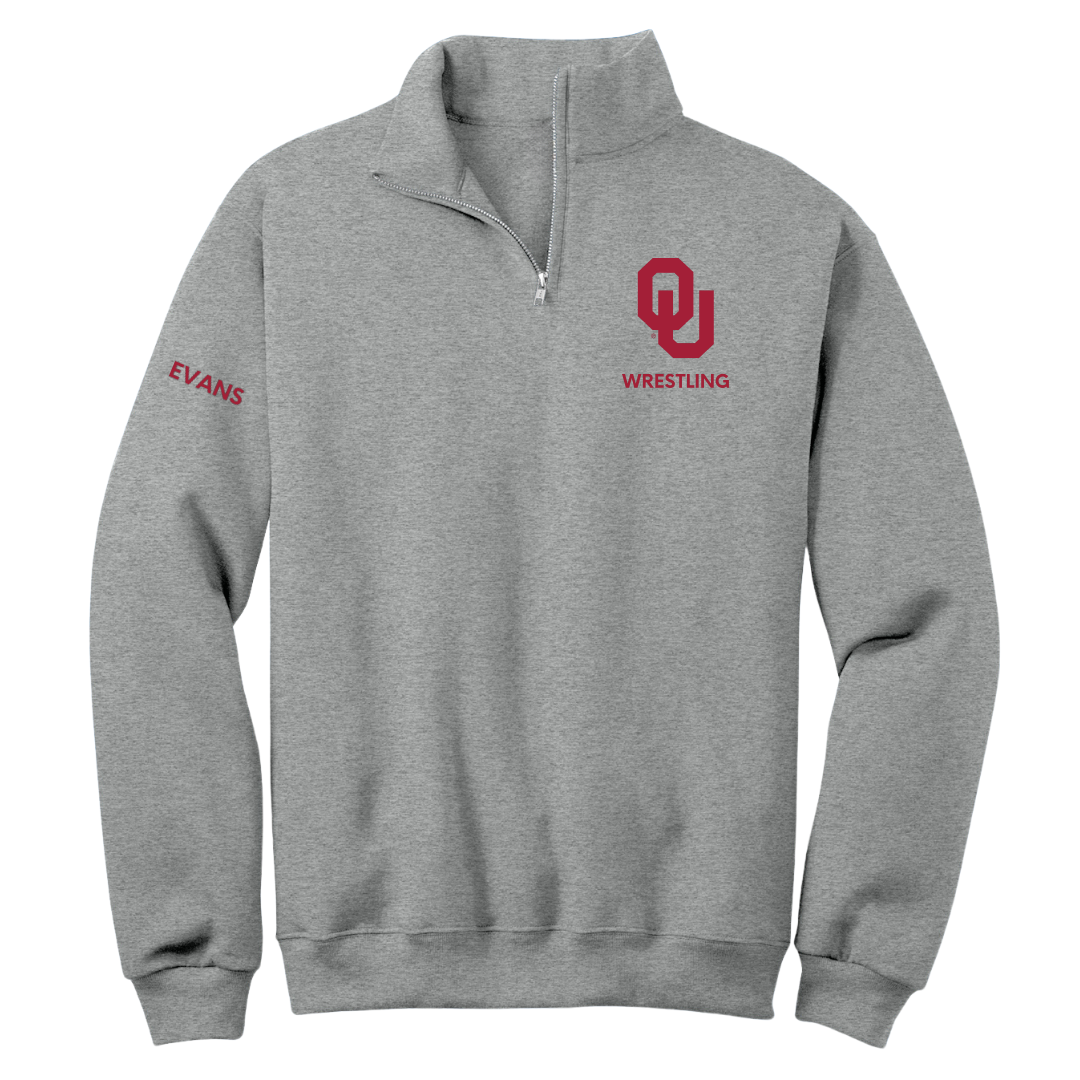 University of Oklahoma Wrestling (M) Sport Gray Quarter-Zip - KJ Evans