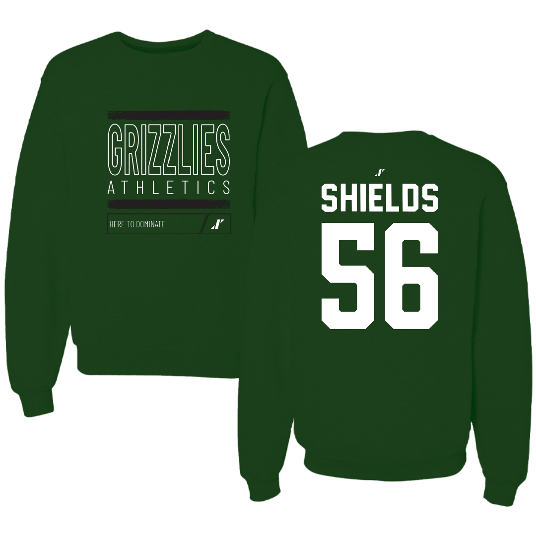Adams State University Football Forest Green Dominate Crewneck - #56 Aiden Shields
