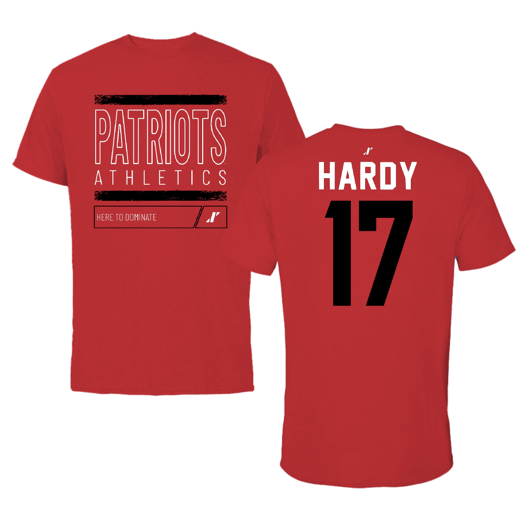 Dallas Baptist University Lacrosse Red Dominate Performance Tee - #17 Austin Hardy