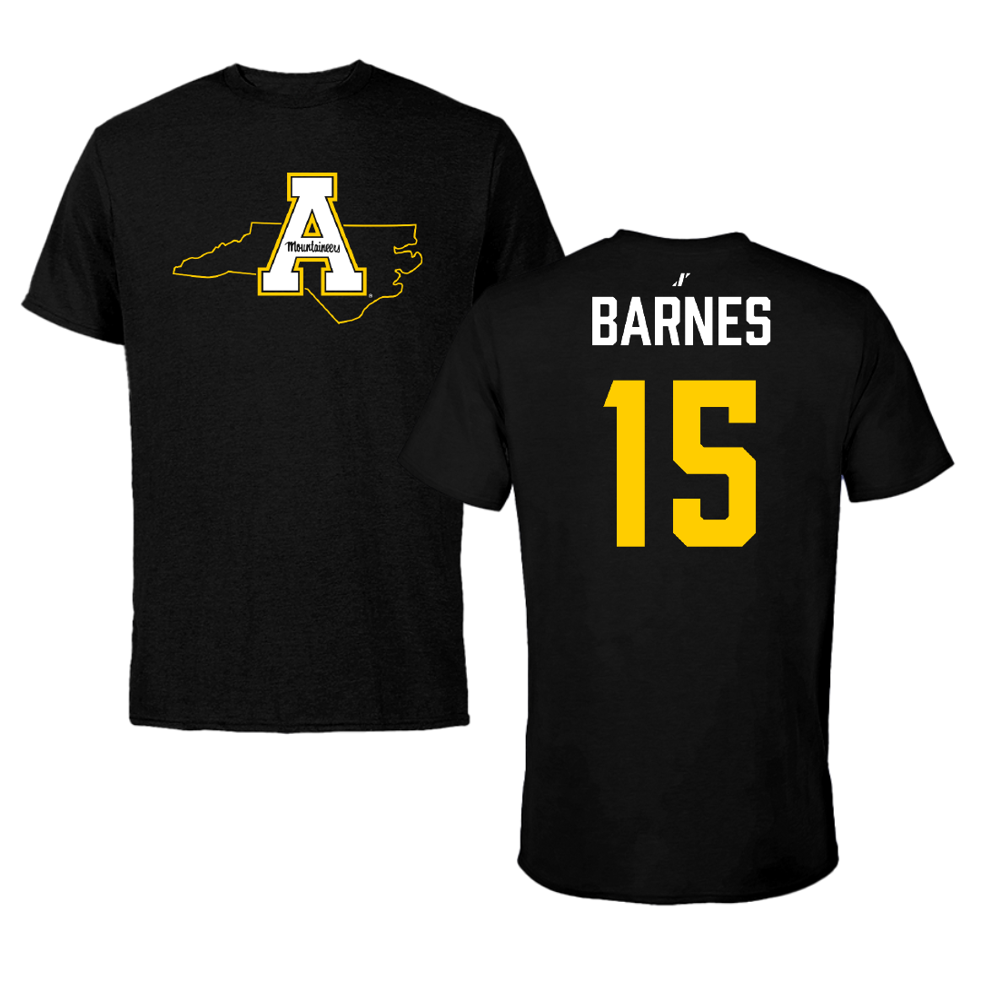 Appalachian State University Football Black State Tee - #15 Jaden Barnes