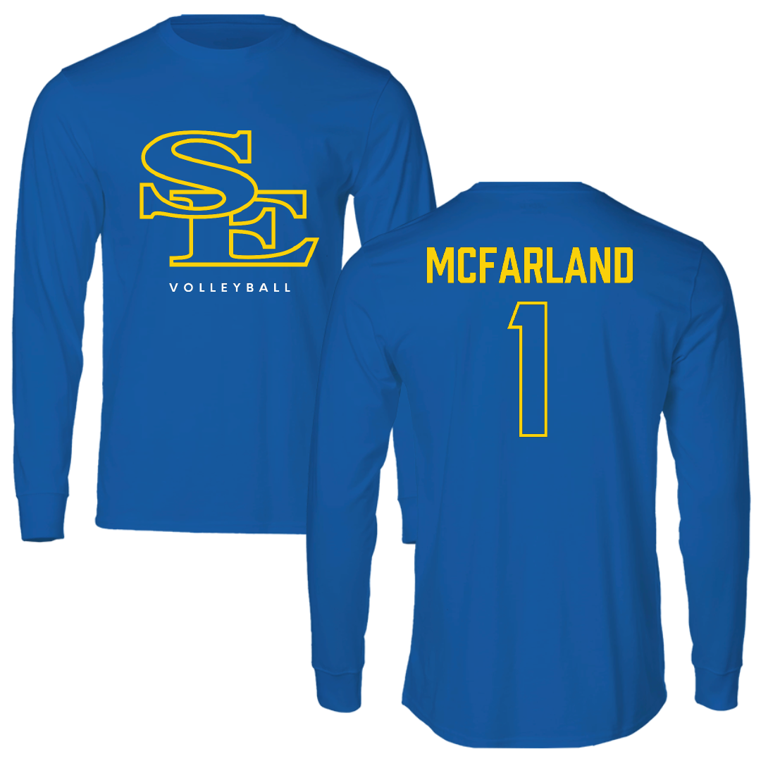 Southeastern Oklahoma State University Volleyball Blue Performance Long Sleeve - #1 Riley McFarland
