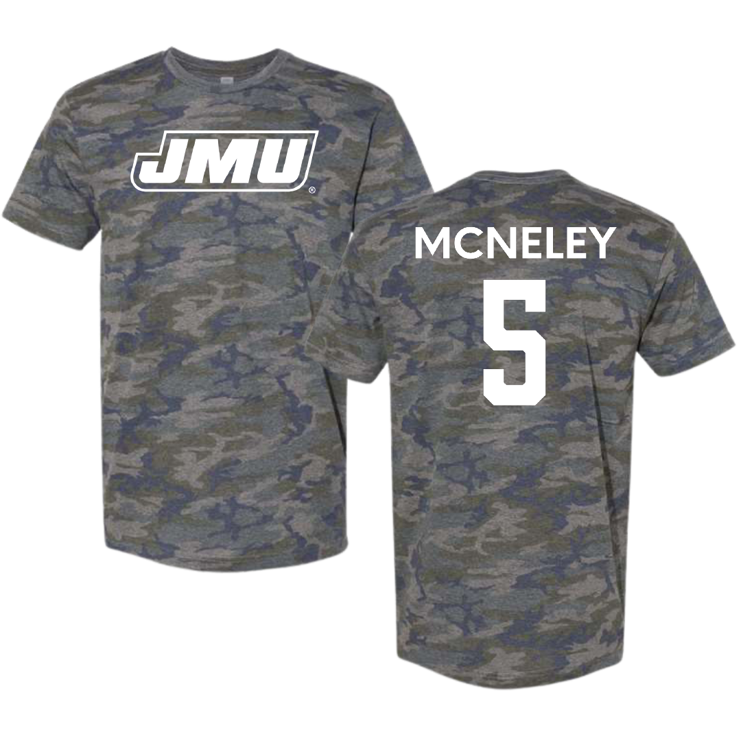 James Madison University Volleyball (W) Vintage Camo Tee - #5 Julia McNeley