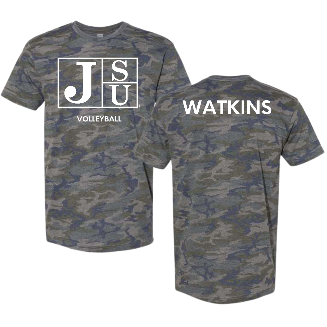 Jackson State University Volleyball (W) Vintage Camo Tee - Kamiera Watkins