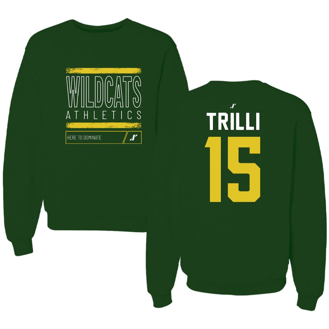 Northern Michigan University Basketball Forest Green Dominate Crewneck - #15 Brandon Trilli
