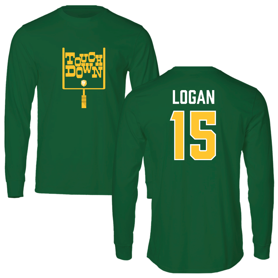 Southeastern Louisiana University Football Green Touchdown Performance Long Sleeve - #15 Jacob Logan