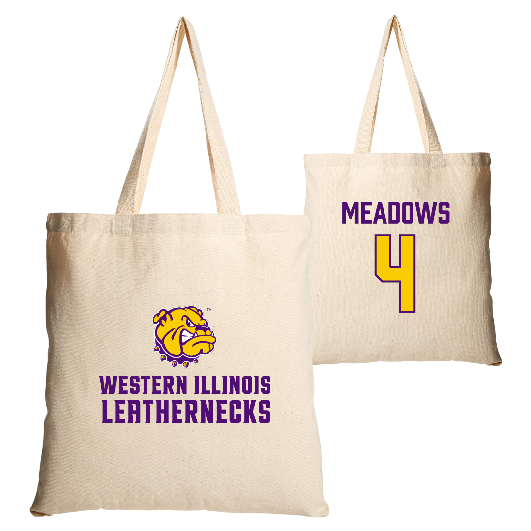 Western Illinois University Basketball Tan Canvas Tote Bag - #4 Allie Meadows